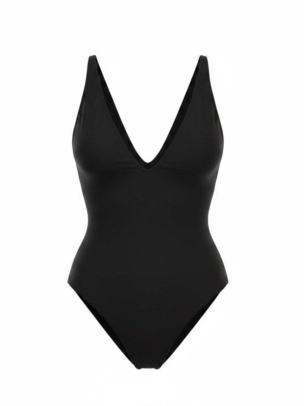 Classic Black V-Neck One-Piece Swimsuit